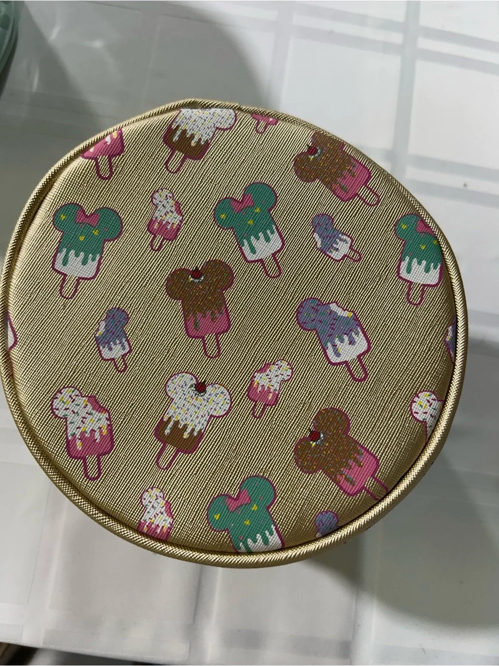 Disney Mint Green and Gold Ice Cream Print Cosmetic Pouches